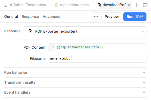 pdf exporter resource retool